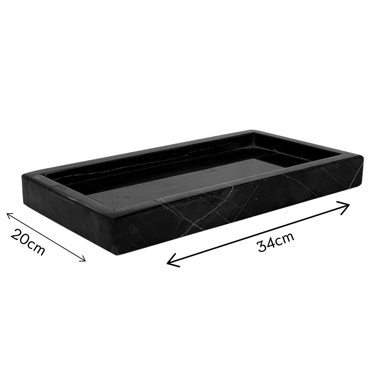 Plateau Rectangulaire en Marbre 34x20cm – Décoration Luxe